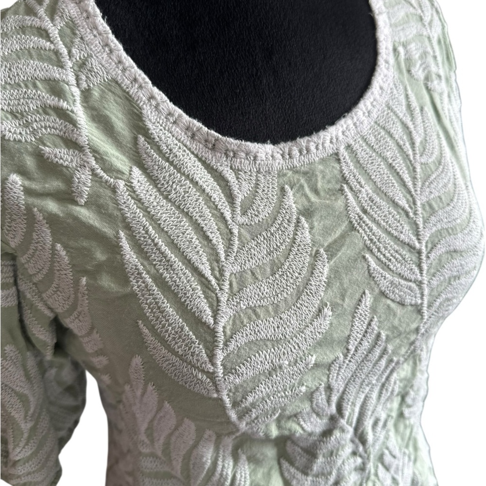 Solitaire Mint Green Top, Beige Embroidered Botanicals – Size - Picture 3 of 8